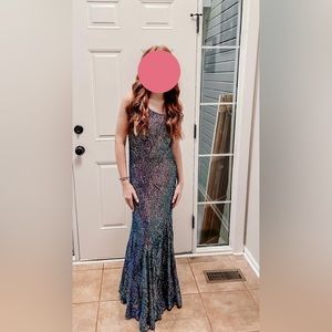 Blue sparkly prom dress